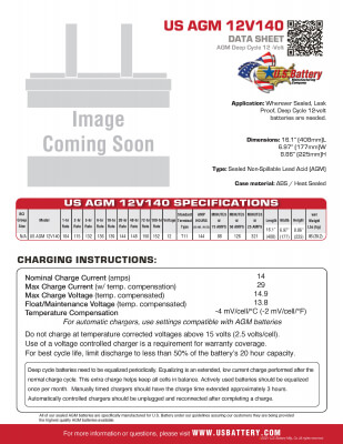 US AGM 12V140 | 12-Volt US