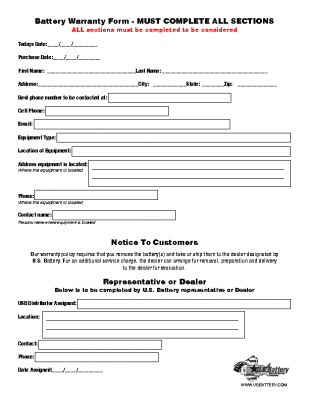 WARRANTY FORM (standard)